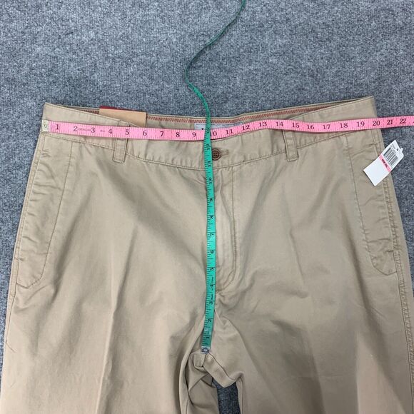 Izod Chino Pants Mens 40 Straw Cotton Chesapeake Twill Antique Wash Flat Front - Picture 6 of 14